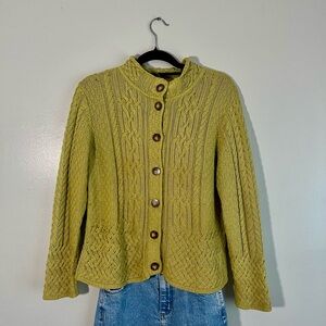 Talbots Yellow Cable Knit Cardigan
